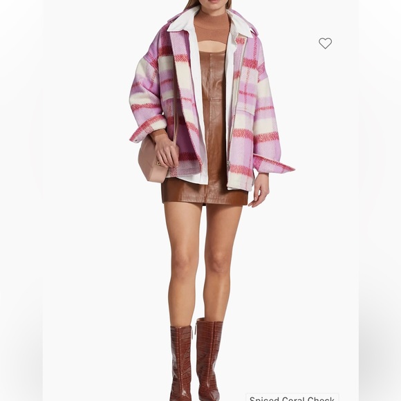 NWT Ena Pelly Lined Ophelia Wool Shacket in Spiced Coral Check, oversized size 8 - Picture 8 of 15